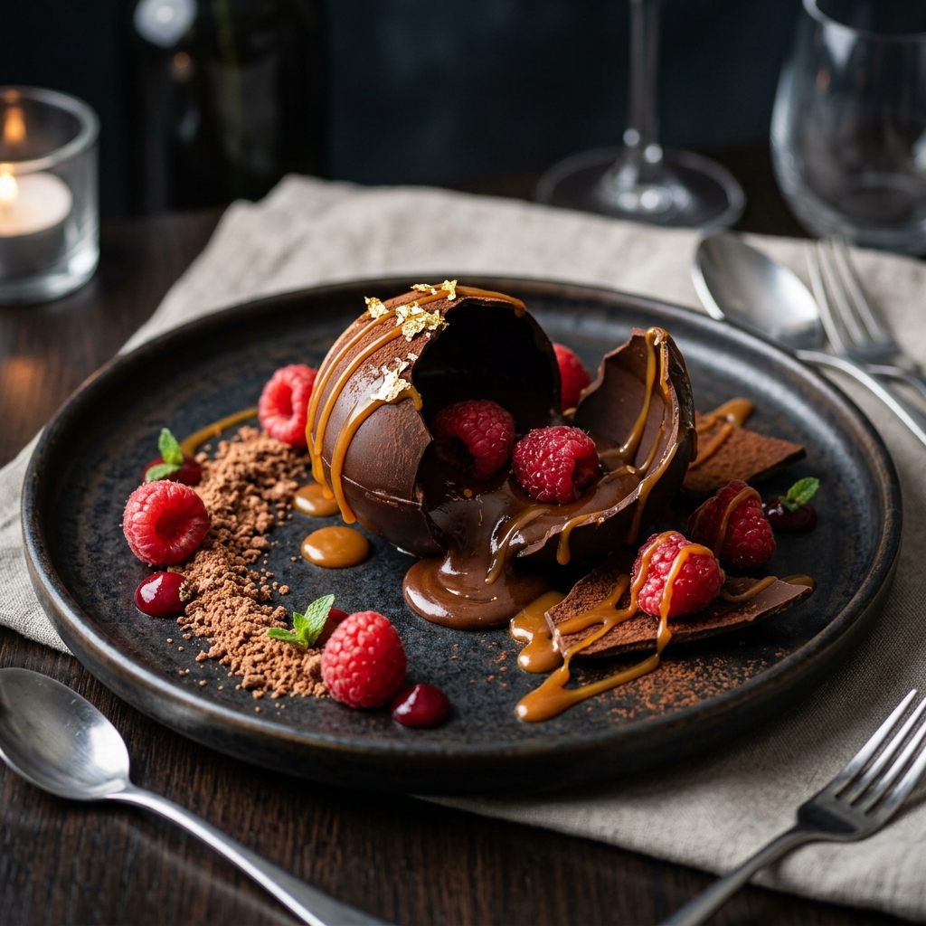 Deconstructed Chocolate Dome close-up