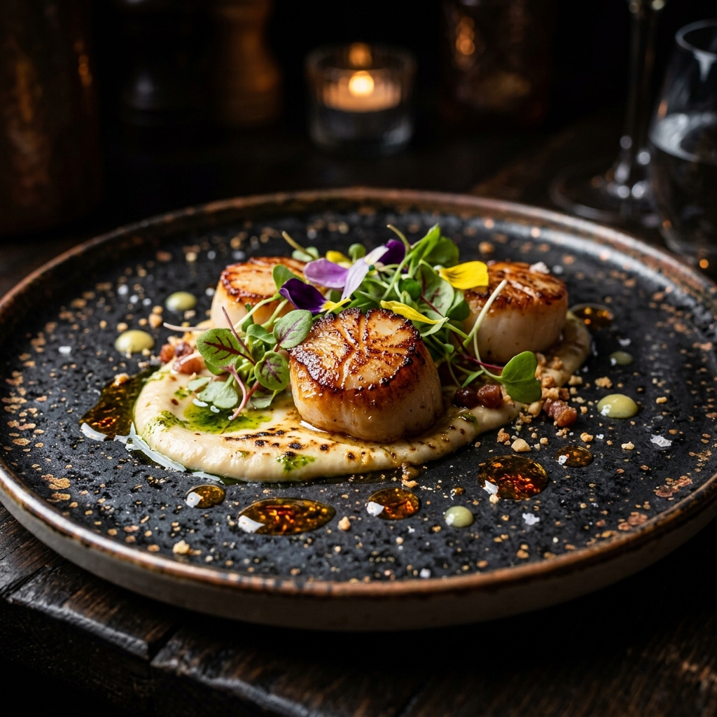 Pan Seared Scallops close-up